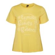 Gele T-shirt Vero Moda , Yellow , Dames