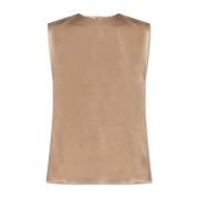 Zijden mouwloze top Saint Laurent , Beige , Dames