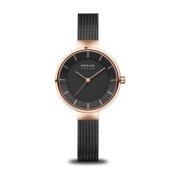 Solar Slim Design Milanaise Horloge Bering , Black , Dames