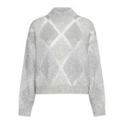 Grijze Argyle Paillet Sweater Brunello Cucinelli , Gray , Dames