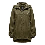 Glanzende Nylon Parka met Capuchon BomBoogie , Green , Dames