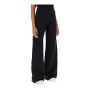 Flared Fleece Joggers Off White , Black , Dames