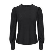 Puff Top Lange Mouw Only , Black , Dames