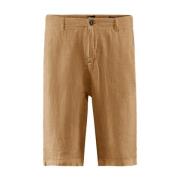 Slim Fit Linen Bermuda Shorts BomBoogie , Beige , Heren