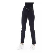 Logoed Button Regular Jeans met Tricolor Inserts Baldinini , Black , D...