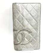 Pre-owned Leather wallets Chanel Vintage , Gray , Dames