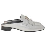 Pre-owned Leather mules Hermès Vintage , Gray , Dames