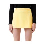 Crepe Mini Rok met Zijrits Patrizia Pepe , Yellow , Dames