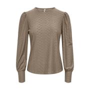 Puff Top Lange Mouw Only , Brown , Dames