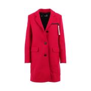 Rode wollen jas met logoritszak Love Moschino , Red , Dames