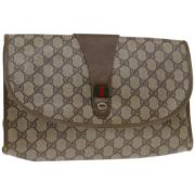 Pre-owned Leather clutches Gucci Vintage , Beige , Dames