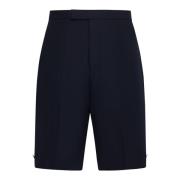 Navy Blauwe Maatwerk Wollen Shorts Thom Browne , Blue , Heren