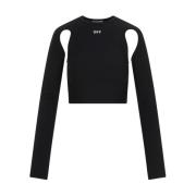 Chique Zwarte Crop Top Moderne Tech Off White , Black , Dames