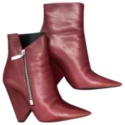 Pre-owned Leather boots Yves Saint Laurent Vintage , Red , Dames