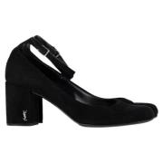 Pre-owned Suede heels Yves Saint Laurent Vintage , Black , Dames