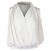 Pre-owned Silk tops Hermès Vintage , Beige , Dames