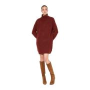 Gebreide Jurk met Hoge Hals Silvian Heach , Red , Dames