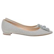 Pre-owned Fabric flats Manolo Blahnik Pre-owned , Gray , Dames