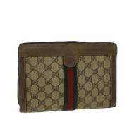 Pre-owned Leather clutches Gucci Vintage , Beige , Dames