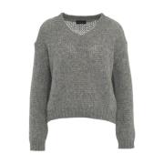 Grijze Gebreide Trui Aw24 Handwas Roberto Collina , Gray , Dames