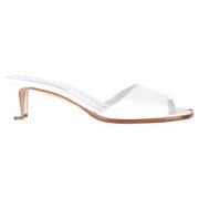 Pre-owned Leather sandals Manolo Blahnik Pre-owned , White , Dames