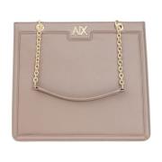 Beige Shopper Tas met Metalen Logo Armani Exchange , Beige , Dames