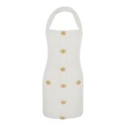 Witte Halternek Mini Jurk Juweelknopen Balmain , White , Dames