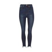 Hoge taille donkerblauwe skinny jeans One Teaspoon , Blue , Dames