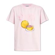 T-shirt met logo Ganni , Pink , Dames