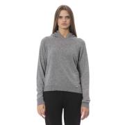 Hooded Knit Sweater Chic Style Baldinini , Gray , Dames