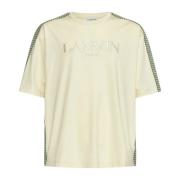 Lichtgele Katoenen T-shirt met Logo Lanvin , Beige , Heren