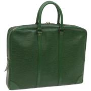 Pre-owned Leather briefcases Louis Vuitton Vintage , Green , Dames