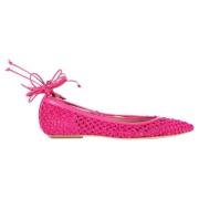 Pre-owned Leather flats Casadei Pre-owned , Pink , Dames