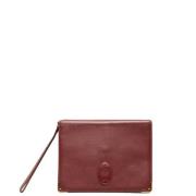 Pre-owned Leather clutches Cartier Vintage , Red , Dames