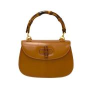 Pre-owned Leather handbags Gucci Vintage , Brown , Dames