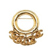 Pre-owned Metal brooches Chanel Vintage , Yellow , Dames