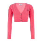 Fuchsia Wool Blend Cardigan Off White , Pink , Dames