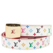 Pre-owned Leather belts Louis Vuitton Vintage , White , Dames