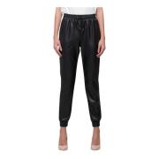 Faux Leather Joggers Broek Zwart Kocca , Black , Dames