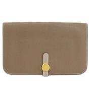 Pre-owned Leather wallets Hermès Vintage , Beige , Dames