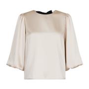 Elegant Champagne Satin Blouse Neo Noir , Beige , Dames