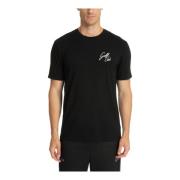 Effen Logo Geborduurd T-shirt Emporio Armani EA7 , Black , Heren