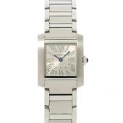 Pre-owned Stainless Steel watches Cartier Vintage , White , Dames