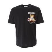 Korte mouw T-shirt met beerprint Moschino , Black , Heren