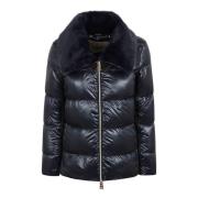 Ultralight Faux Fur Bomber Jacket Herno , Blue , Dames