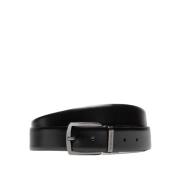 Omkeerbare Leren Riem Emporio Armani , Black , Heren