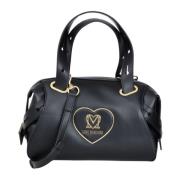 Zwarte handtas met hartplaat Love Moschino , Black , Dames