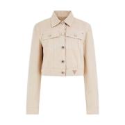 Parel Oester Crop Jas Olivia Stijl Guess , Beige , Dames