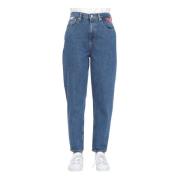 Blauwe Mom Fit Jeans Tommy Jeans , Blue , Dames