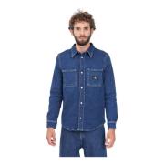 Denim Casual Shirt met Monogram Logo Calvin Klein Jeans , Blue , Heren